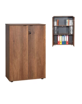 Rio Megapap melamine office file cabinet with lock in walnut color 72x34x109cm.