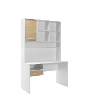 London Megapap melamine study desk in white - oak color 120x60x196cm.