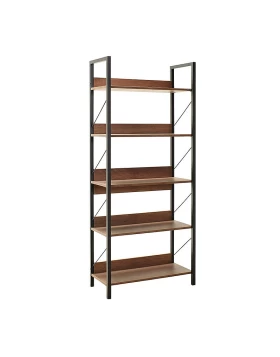 Connect Megapap metal - melamine bookcase in walnut color 73x35x172cm.