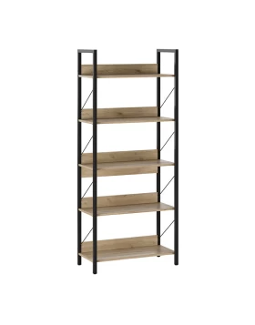 Connect Megapap metal - melamine bookcase in florida oak color 73x35x172cm.