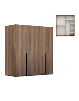 Oryana Megapap melamine four doors wardrobe in walnut color 180x62x210cm.