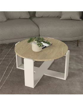 Rebel Megapap melamine coffee table in rota oak - sandstone color Ø70x38cm.