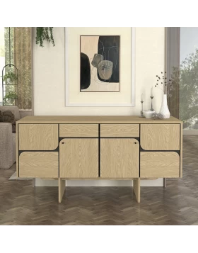 Lava Megapap melamine console in rota oak - anthracite color 150x44.6x76cm.