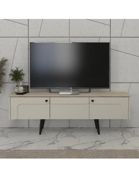 Sevilla Megapap melamine tv stand in sandstone - travertine color 150x35x45.6cm.