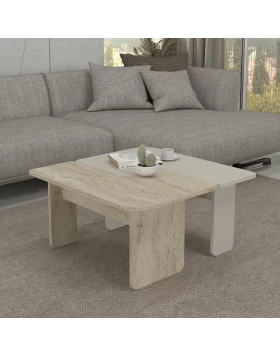 Τραπεζάκι σαλονιού σετ 2τμχ Sevilla Megapap χρώμα sandstone - travertine 75x75x37,4εκ.