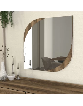 Lava Megapap melamine mirror in walnut color 70x2.2x70cm.