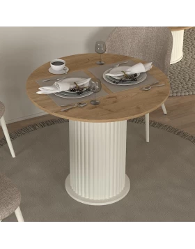 Bohema Megapap melamine dining table in ivory - sepet oak color Ø90x77,7cm.