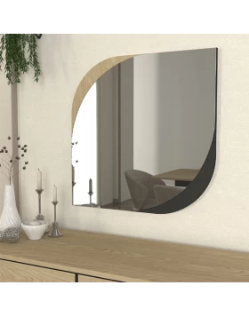 Lava Megapap melamine mirror in rota oak - anthracite color 70x2.2x70cm.