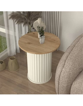 Bohema Megapap melamine side table in ivory - sepet oak color Ø50x53,2cm.