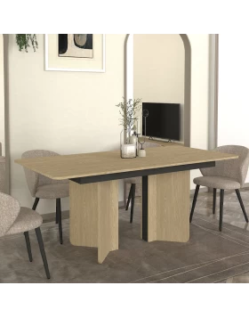 Lava Megapap melamine dining table in rota oak - anthracite color 180x90x76.8cm.