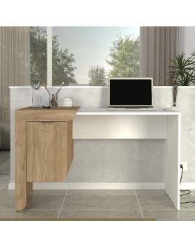 Dario Megapap melamine study desk in sepet oak - white color 120x60x73.2cm